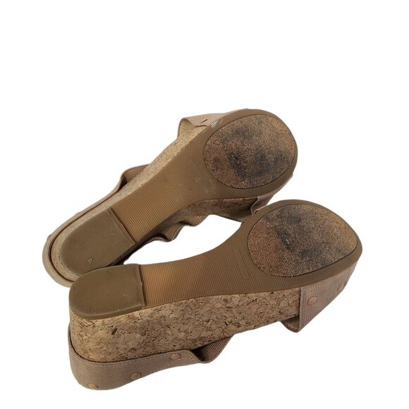 Lucky Brand Cork Wedge Sandals Size 10M/40 Crisscross Straps Comfortable Design - Picture 9 of 10